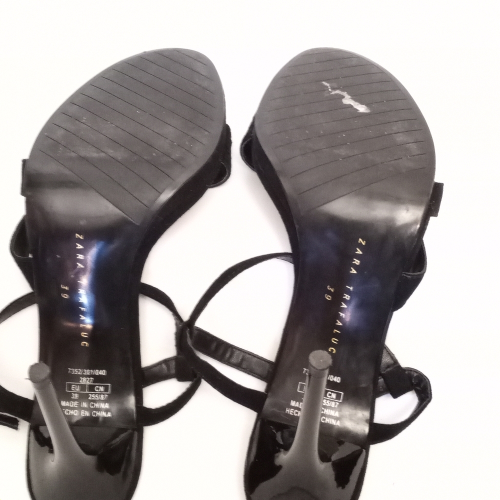 ZARA Black Suede Platform Sandal w/Stiletto Heel - Picture 5 of 8